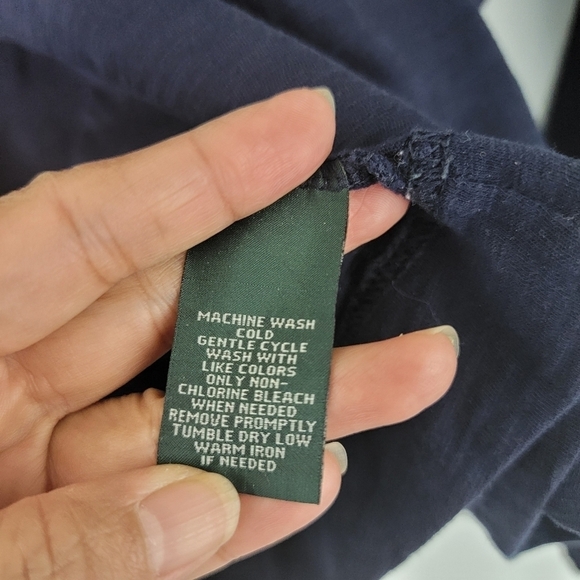 LRL Lauren Jeans Navy Blue Hooded Sweatshirt Women Sz M Drawstring - Picture 10 of 11